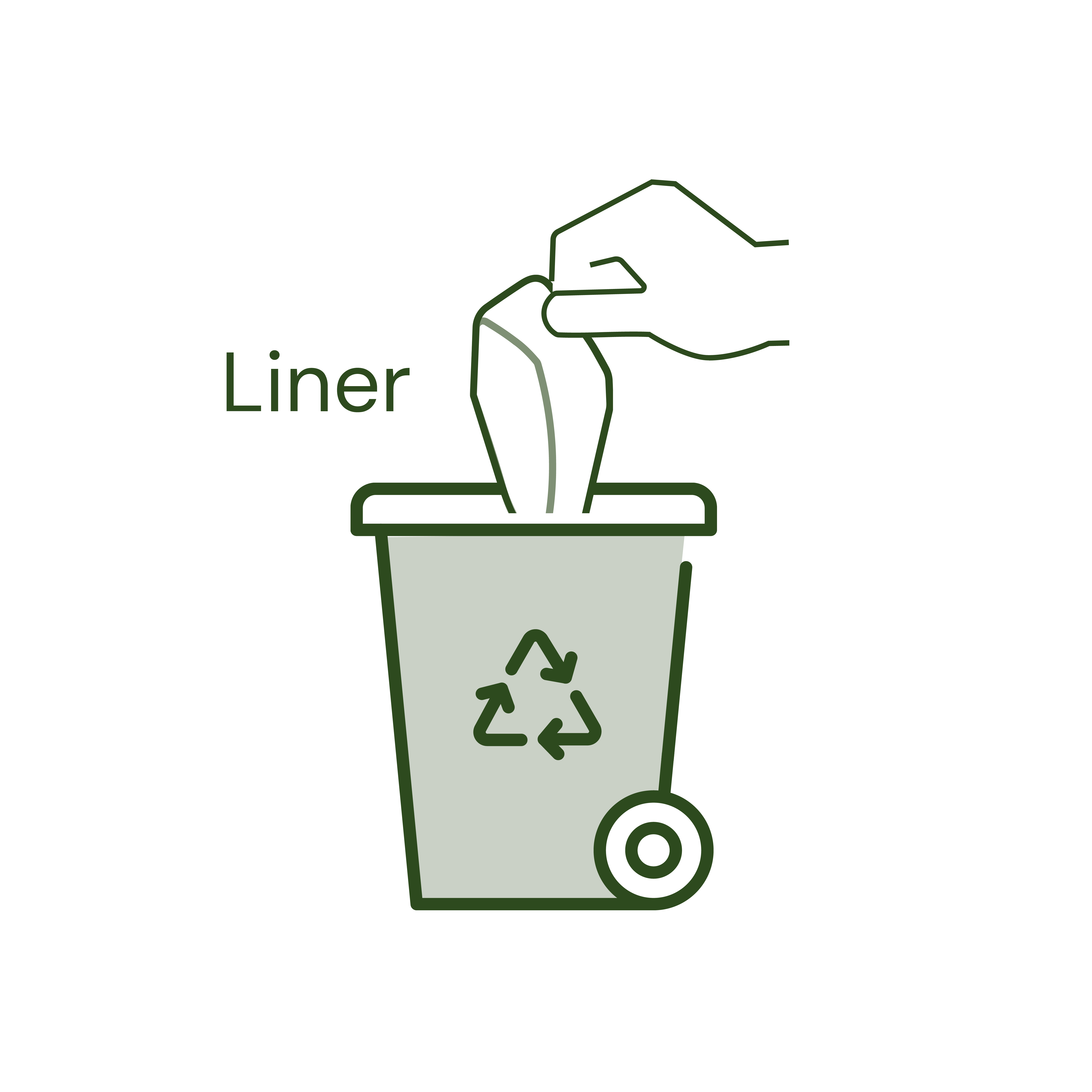 Dispose liner in plastic bin